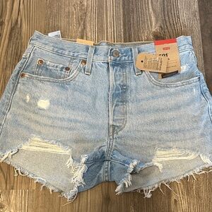 Levi's Women's Distressed Light Blue Jean Shorts